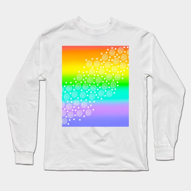 Rainbow Gradient with Circles & Dots Long Sleeve T-Shirt by Whoopsidoodle